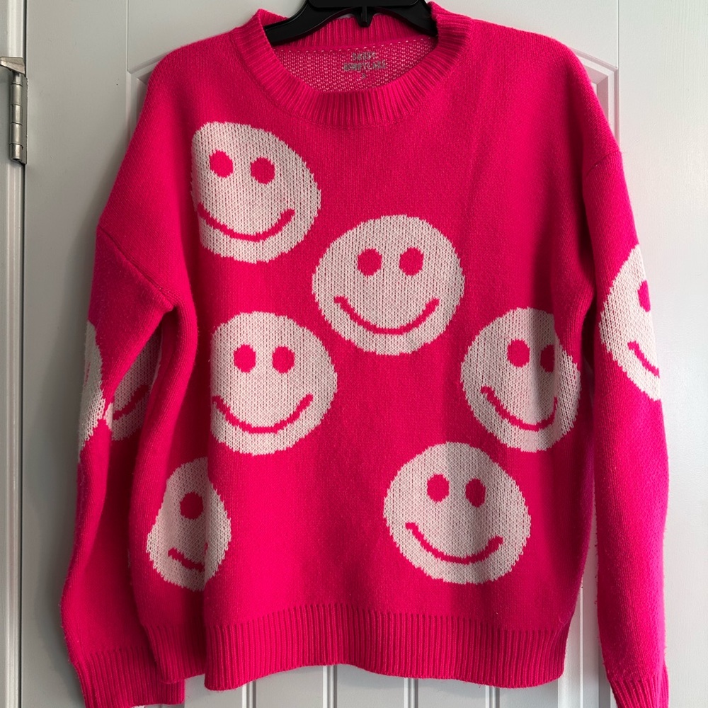 Pink Smiley Face Sweater